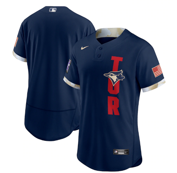 Men's Toronto Blue Jays Blank 2021 Navy All-Star Flex Base Stitched MLB Jersey Men's Toronto Blue Jays Blank 2021 Navy All-Star Flex Base Stitched MLB Jersey